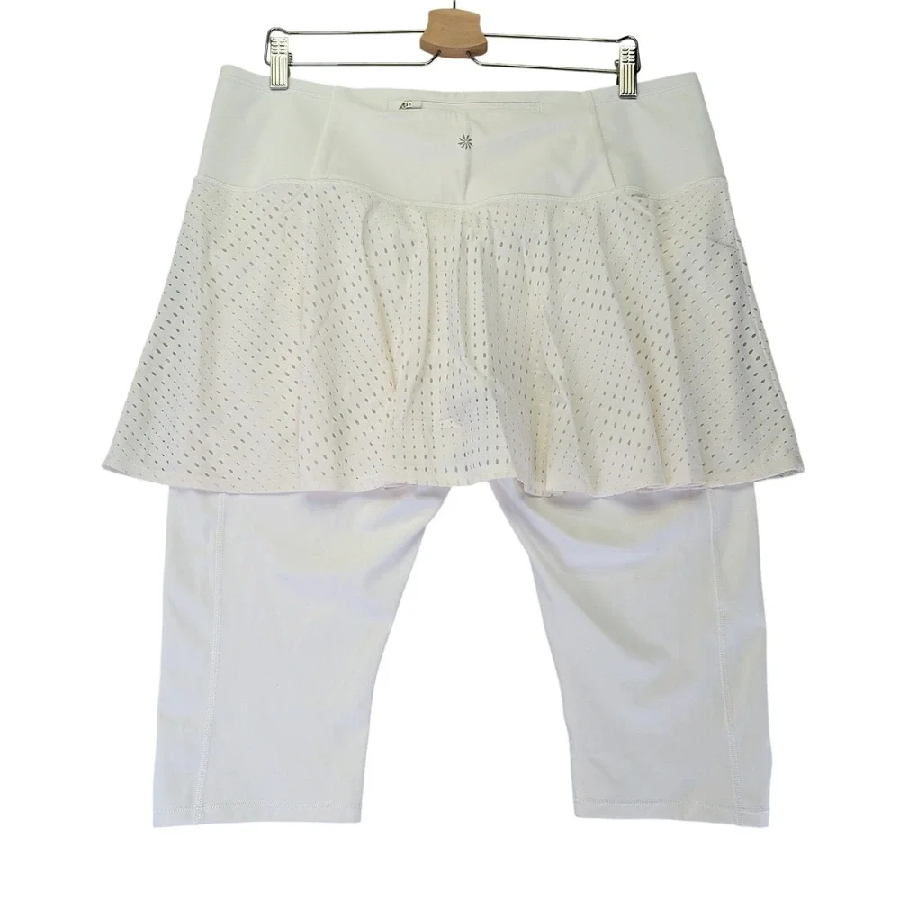 Athleta A Game 2 In 1 Crop Skirt‎ Leggings White Skapri XL 566735-01